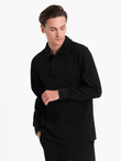 Komplet męski dresowy bluza z kołnierzem polo + spodnie - czarny V8 Z71