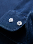 Men's denim shirt with lyocell and embroidery on chest - dark blue V1 OM-SHDS-0180