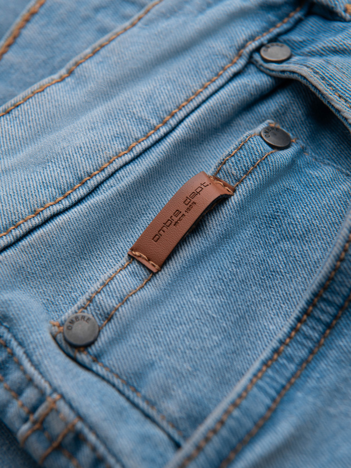 Men's denim JOGGERS pants with classic bandage - light blue V1 OM-PADJ-0265