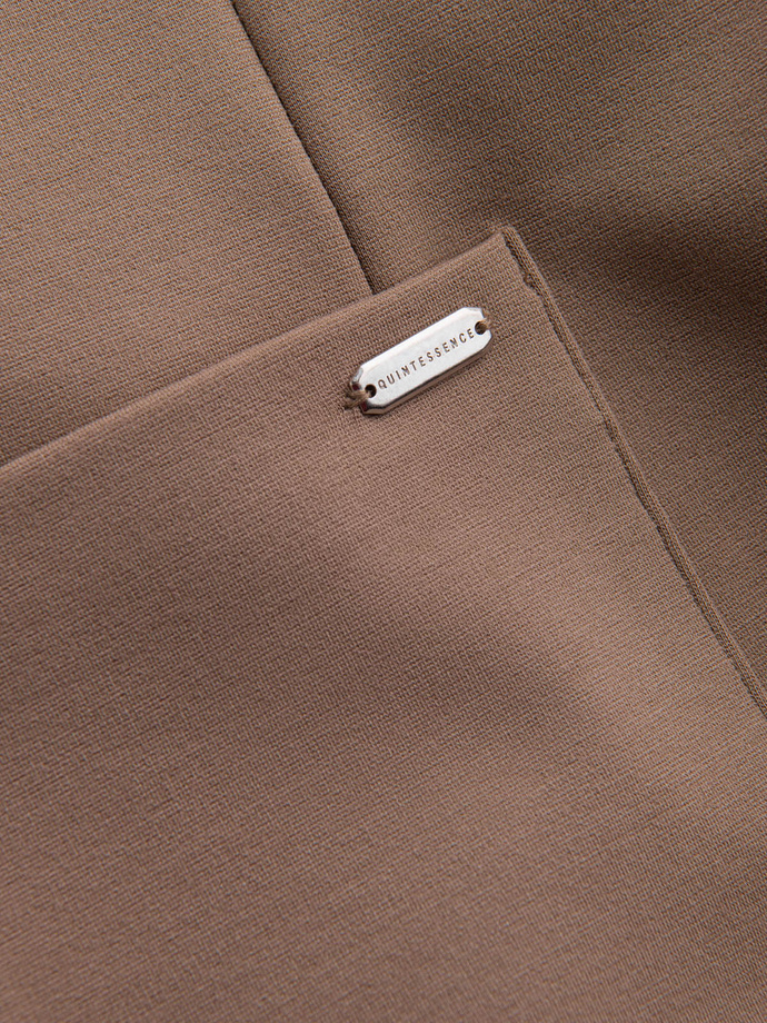 Men's jacket with patch pockets - dark beige V3 OM-BLZB-0127