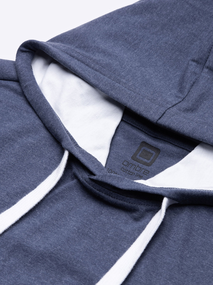 Men's hooded t-shirt - blue melange V12 S1376