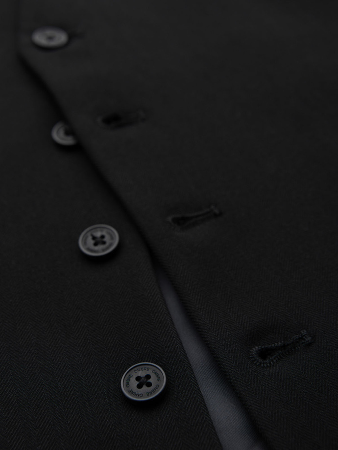 Elegancka męska kamizelka w jodełkę SLIM FIT - czarna V3 OM-BLZV-0143