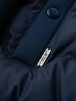 Quilted bomber jacket with hood and knitted sleeves - navy blue V2 OM-JALP-0298
