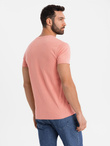 BASIC men's classic cotton tee-shirt with a v-neck - pink V7 OM-TSBS-0237