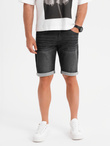 Men's denim shorts with rolled up leg - black V3 OM-SRDS-0164