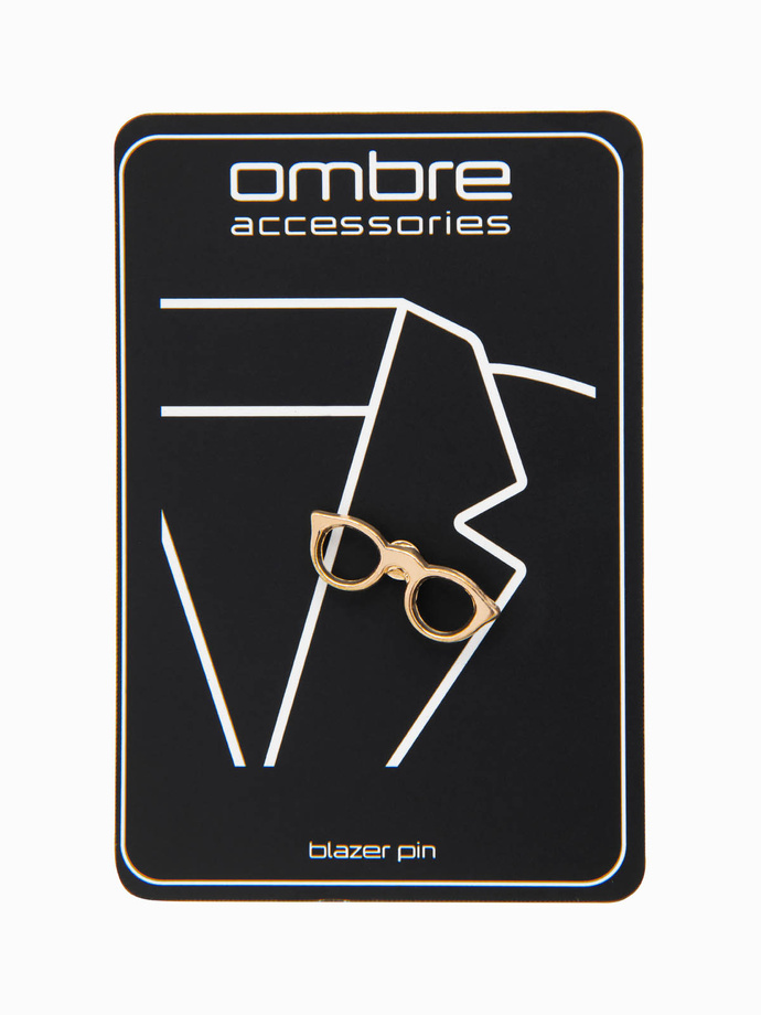 Ozdobna metalowa przypinka do odzieży okulary – złota V1 OU-ACPN-0110