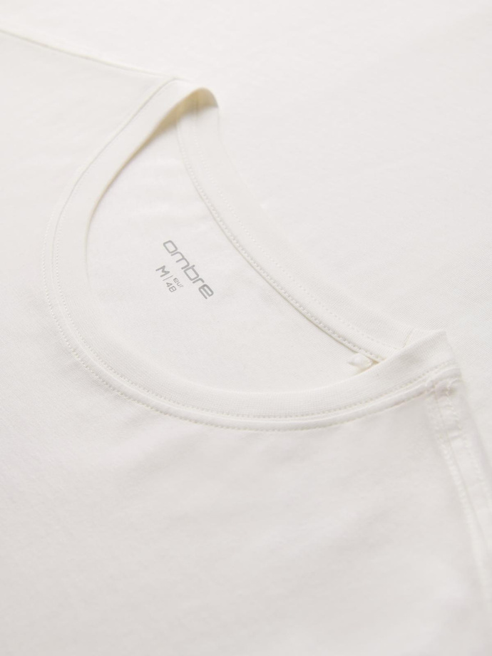 Men's SLIM FIT T-shirt with round neckline and logo - white V1 OM-TSCT-0220