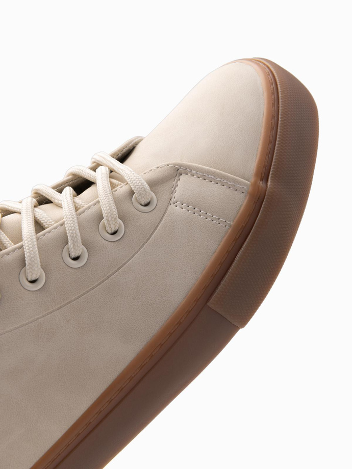 Men's ankle sneakers with rubber sole - cream V1 OM-FOTH-0187 