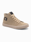 Men's canvas high top sneakers shoes - light brown V3 OM-FOTH-0186