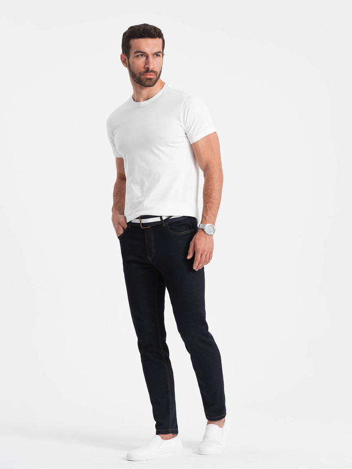 Męski klasyczny bawełniany T-shirt BASIC - biały V4 OM-TSBS-0146