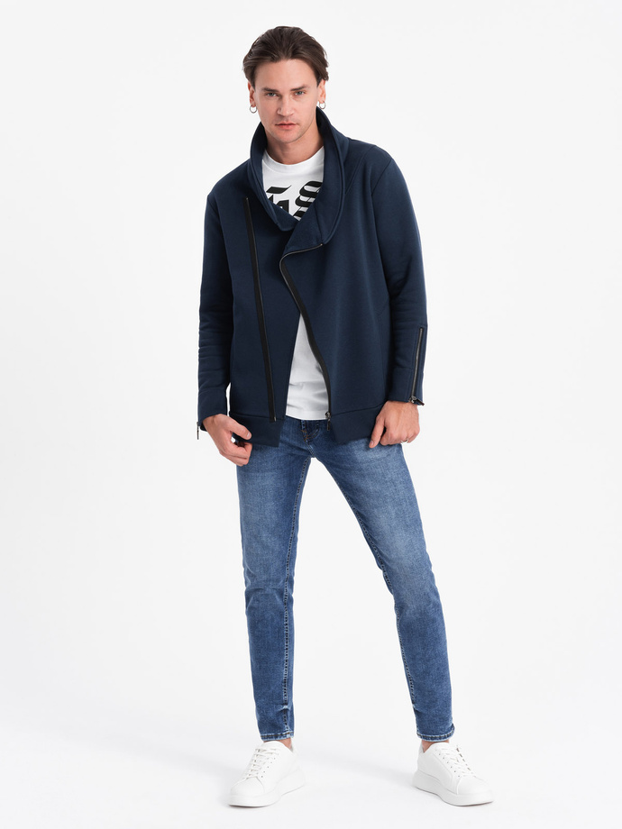 Rozpinana bluza męska ze stójką LONDON - granatowa B1362