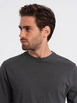 Męski longsleeve BASIC z okrągłym dekoltem - grafitowy V6 OM-LSBL-0106