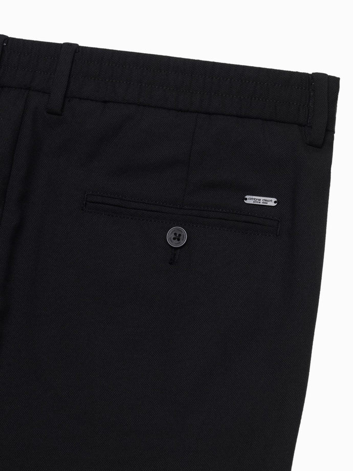 Męskie spodnie chino REGULAR FIT z gumką w pasie – czarne V4 OM-PACP-0157