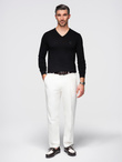 Elegant men's sweater with a v-neck - black V1 OM-SWBS-0107
