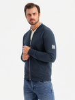 Men's unbuttoned cotton sweatshirt bomber - navy blue V4 OM-SSZP-0215