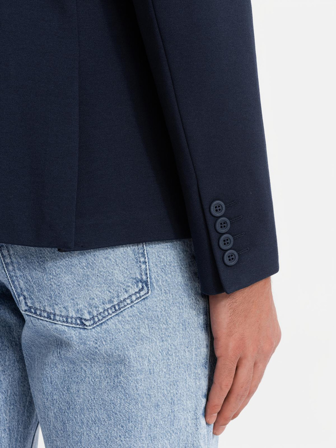 Men's jacket with patch pockets - navy blue V1 OM-BLZB-0127