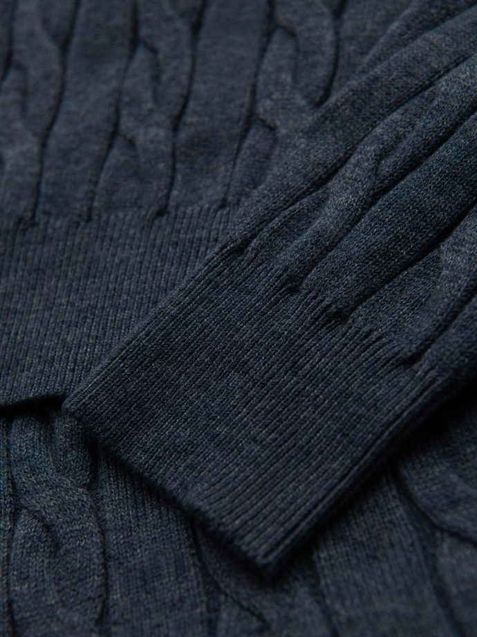 Knitted monochrome men's viscose cardigan - navy blue V1 OM-SWCD-0126