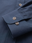 Men's linen shirt with classic collar and pockets REGULAR FIT - blue V4 OM-SHCS-0134