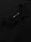 Men's polo sweater with embroidery on chest - black V1 OM-POLS-0140