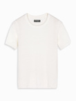 Men's knitted t-shirt with fine texture - white V1 OM-TSCT-0244