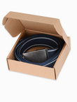 Men's two-tone parchment belt - navy blue A028 