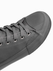Męskie wysokie buty trampki z ozdobnym noskiem – szare V2 OM-FOTH-0157