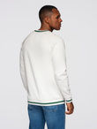 Men's sweatshirt with raglan sleeves and contrasting details - white V2 OM-SSNZ-0244