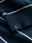 Casual men's sweater with horizontal stripes - navy blue V1 OM-SWSW-0143