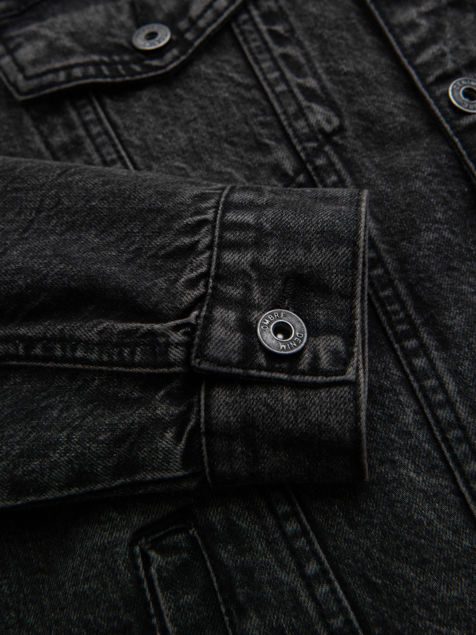 Men's denim jacket katana with washem - black V3 OM-JADJ-0219
