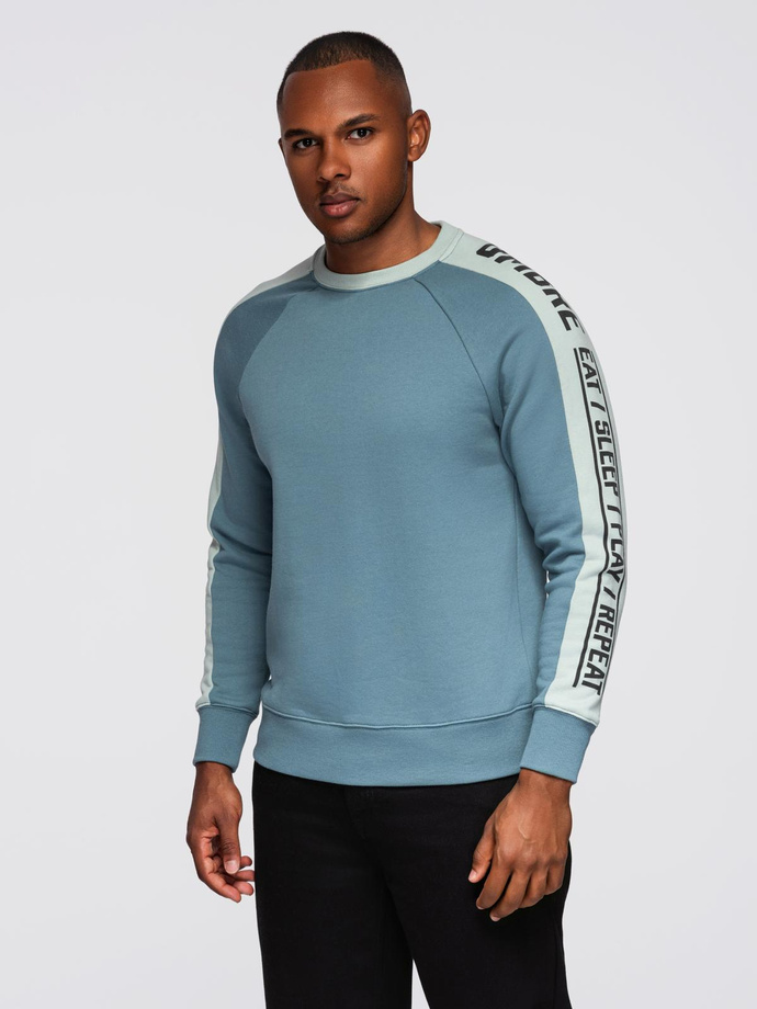 Unbuttoned men's sweatshirt with stand-up collar and hood - black V1 OM-SSZP-0216