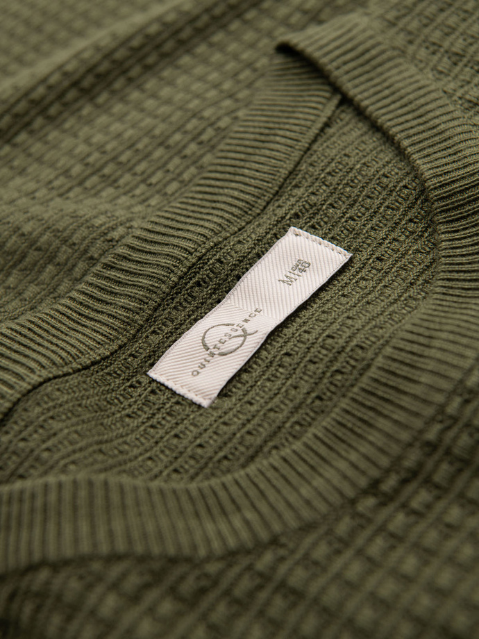 Structured knitted shirt for men - olive V1 OM-TSCT-0253