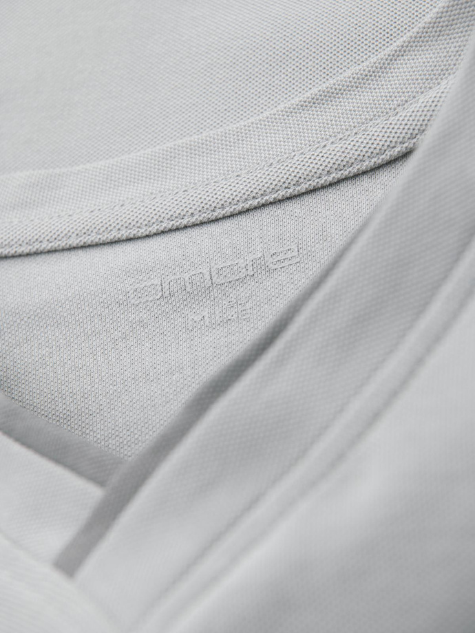 Men's T-shirt with contrasting inserts and crew neckline - light grey V4 OM-TSCT-0198