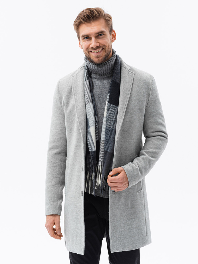 Men's mid-season coat - grey C536