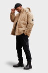 Men's jacquard patterned puffer jacket-brown V2 OM-JAHP-0195