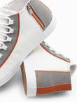 Męskie buty trampki z kontrastującymi elementami - białe V1 OM-FOTH-0140