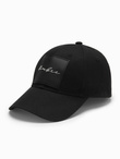 Men's baseball cap with visor and large patch - black V1 OM-ACCS-0101 