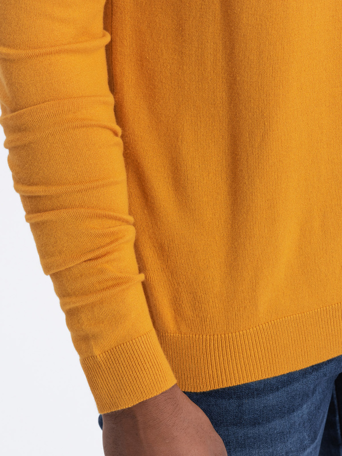 Men's knitted half turtleneck with viscose - mustard V5 OM-SWTN-0100