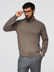 Golf męski sweter z dzianiny – szarobrązowy V1 OM-SWTN-0163