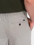 Men's REGULAR FIT chino pants with elastic waistband - gray-beige V1 OM-PACP-0157