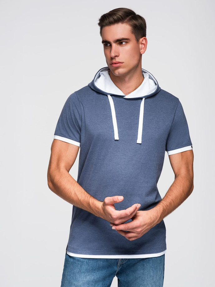 Men's SLIM FIT T-shirt with round neckline and logo - white V1 OM-TSCT-0220