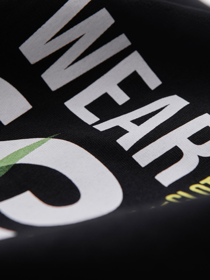 Men's cotton t-shirt with large inscription - black V2 OM-TSPT-0193