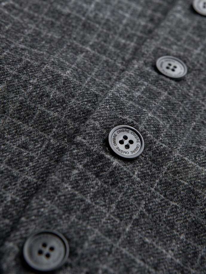 Elegant men's checkered vest with lapels - black V3 OM-BLZV-0110