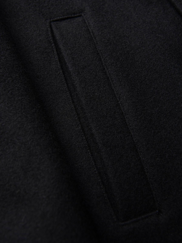 Men's insulated coat with hood and concealed zipper - black V1 OM-COWC-0110