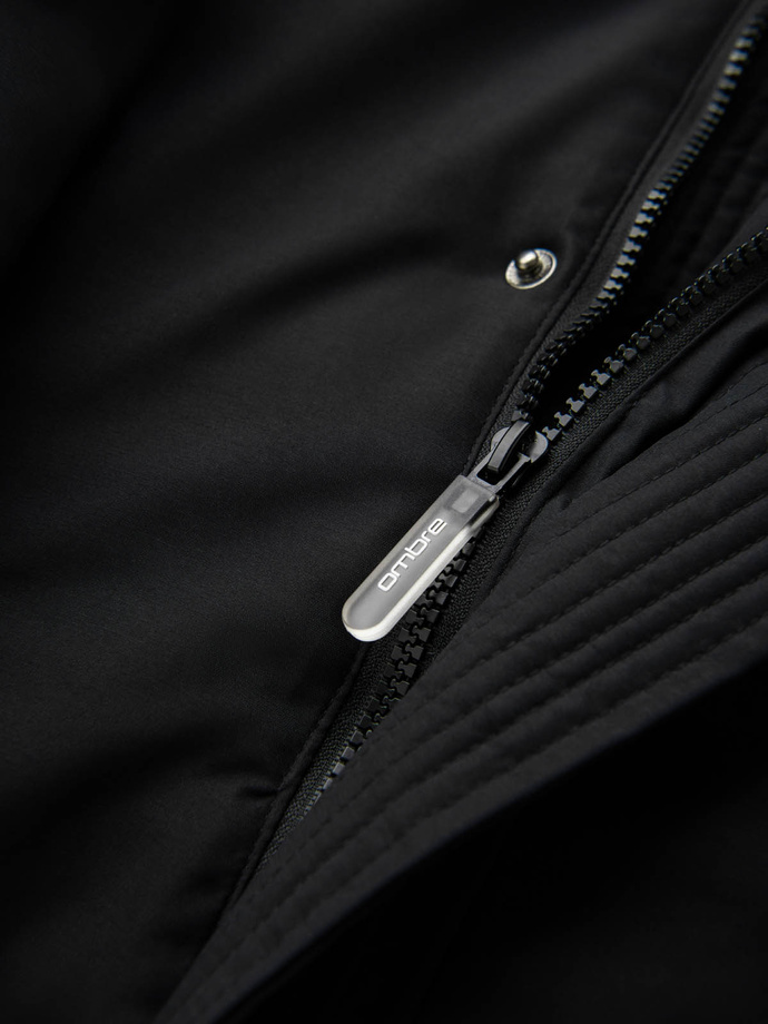 Długa sezonowa męska kurtka w stylu outdoorowym – czarna V1 OM-JALJ-0202