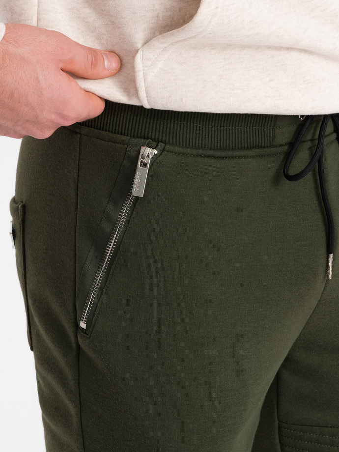 Men's jogger sweatpants - olive V1 OM-PASK-22FW-004