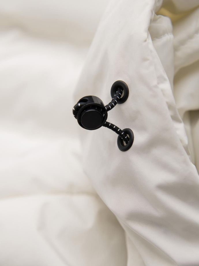 Men's winter jacket with detachable hood - cream V2 OM-JAHP-0150