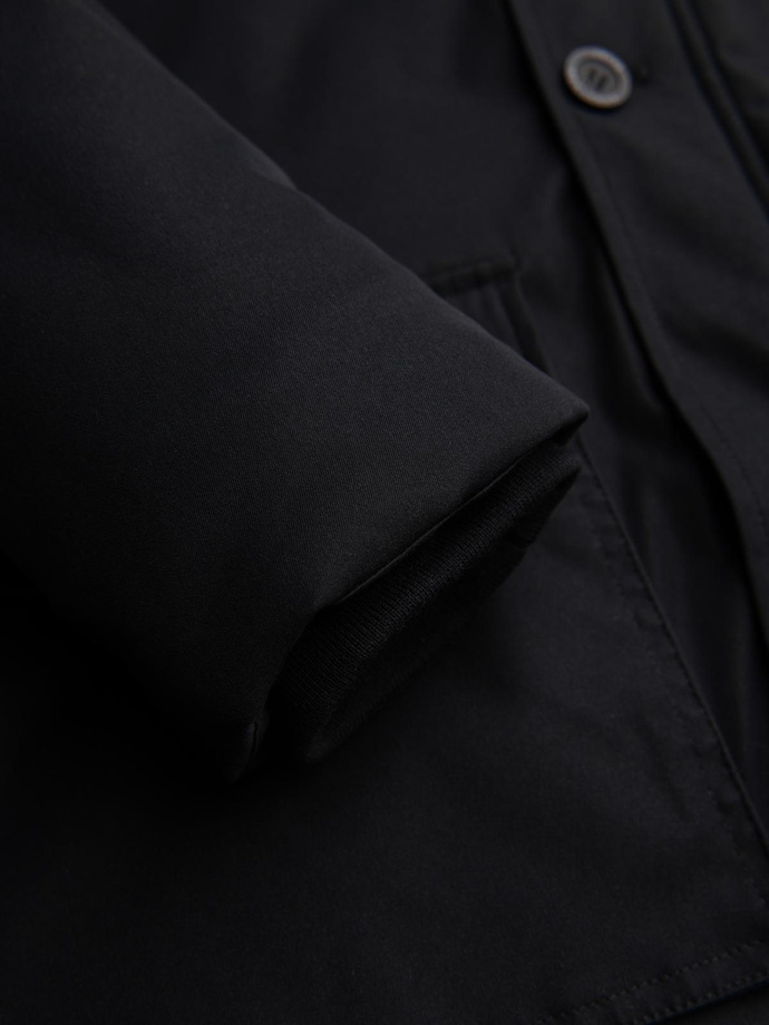 Men's quilted jacket with jacket cut - black V3 OM-JALP-0188