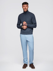 Knitted monochrome men's viscose cardigan - navy blue V1 OM-SWCD-0126