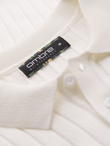 Men's SLIM FIT viscose vertical striped polo shirt - broken white V3 OM-POSS-0143