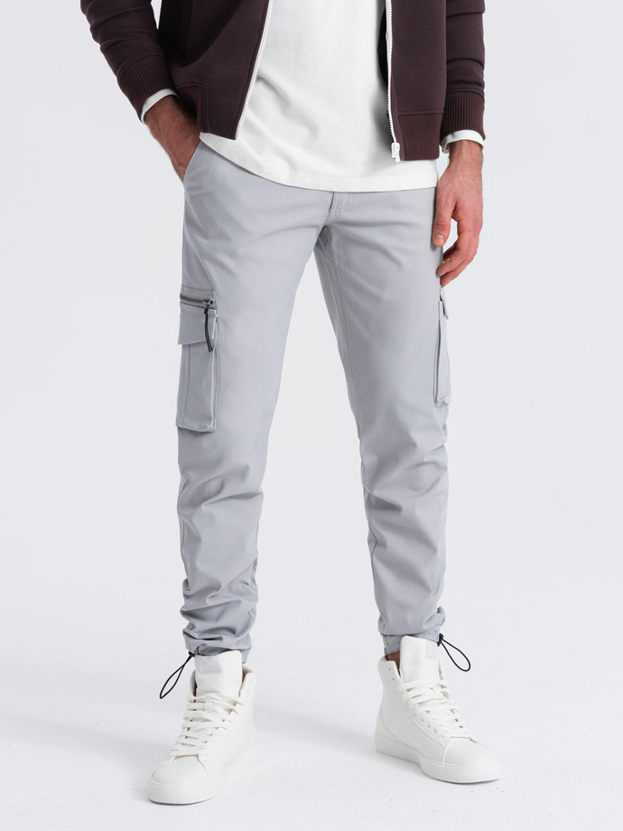 Men's STRAIGHT LEG cargo pants with triangle pocket pin - gray V3 OM-PACG-0196